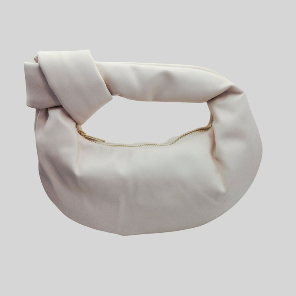 Melie Bianco Alexandra Cream Vegan Leather Top Knot Handle Bag